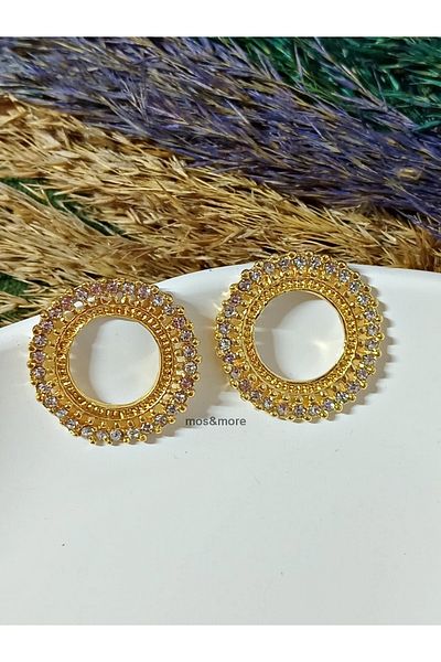 mos&more Crystal Stone Hoop Hoop Gold Evening Dress Stylish Women's Earrings