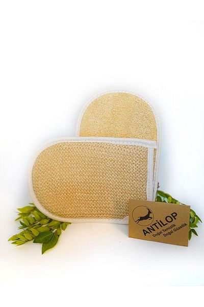 Antilop Natural Pumpkin Fiber Double Sided Bath Gloves 24x18 Cm
