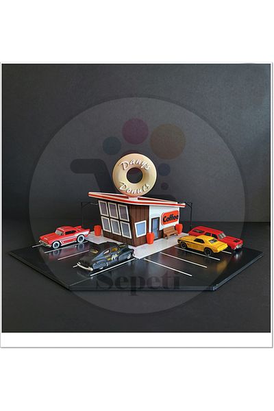Bi'şeyler Sepeti 1:64 Donut's Coffee Park Diorama - Vehicle Excludes Model