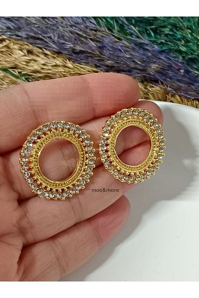 mos&more Crystal Stone Hoop Hoop Gold Evening Dress Stylish Women's Earrings