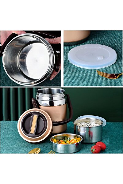 Cin 2000 ml, Yemek Termosu, Çift Duvarlı, Çelik, Vakumlu, Yemek Taşıma, Sefertası, CİN598GLD