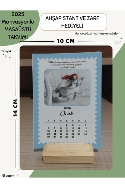 Else Craft 2026 Yılı Masaüstü Motivasyonlu Takvim - Isme Özel - Ahşap Ayaklık Hediyeli