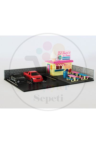 Bi'şeyler Sepeti 1:64 Ice Cream Shop Diorama - Ice Cream Shop Diecast Model (Excluding Car)