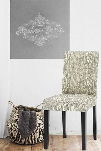 MADAME BELLA Κάλυμμα καρέκλας με μοτίβο Stone Grey Stick ζακάρ ελαστικό που πλένεται 1 τεμάχιο σε μέγεθος 45x45x60