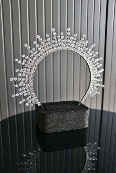 NDY Accessories Kristal Boncuklu Şeffaf Gelin Tacı, After Parti, Bekarlığa Ve...