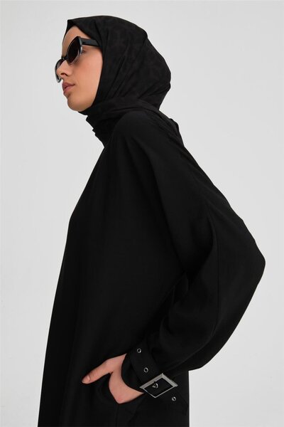 Armine Kolu Tokalı Tunik Elbise 24k4314 Siyah