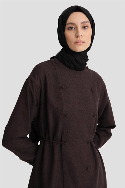 Armine Beli Bağlamalı Cepli Tunik 24k3608 Mürdüm