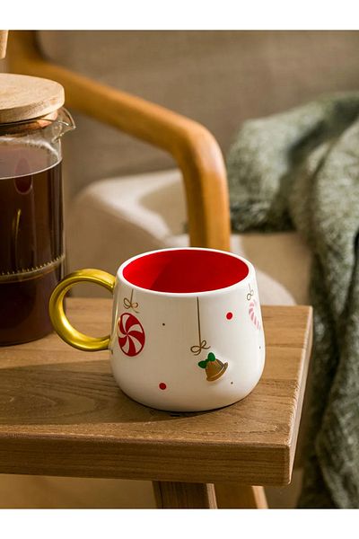 LC Waikiki Ecru Christmas Themed Ceramic Mug 445 ml
