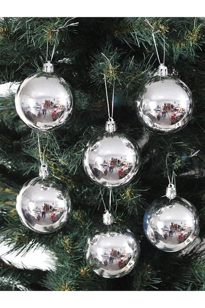 Showparty New Year's Ball 6 cm Silver Set of 6