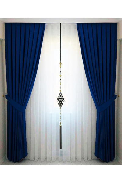 BD beyaz dokuma Light Navy Blue Pleated Velvety Background Curtain High Quality Single Wing