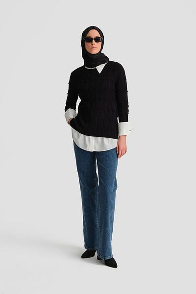 Armine Black Knitwear Tunic - 24Kd2803 Model
