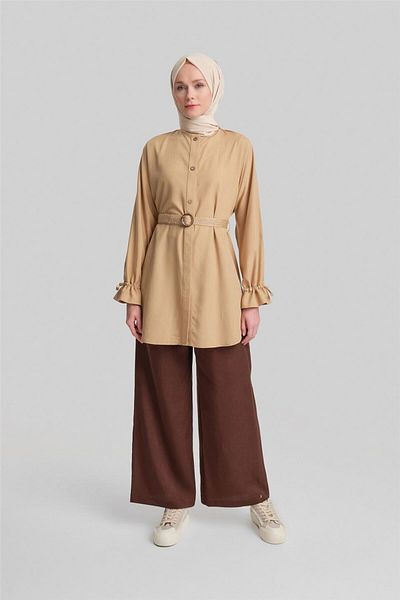 Armine Camel Viscose Linen Tunic - 24Y4018