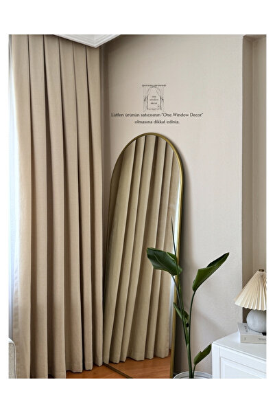 shop Bohem Keten Fon Sık Pileli (1/3) Taş Rengi