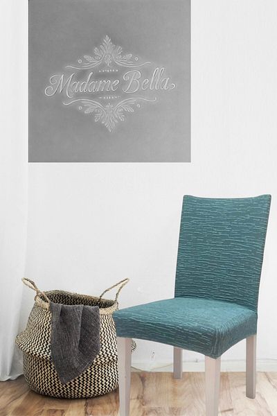 MADAME BELLA Κάλυμμα καρέκλας με μοτίβο Mint Green Stick ζακάρ ελαστικό που πλένεται 1 τεμάχιο σε μέγεθος 45x45x60