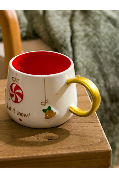 LC Waikiki Ekru Yılbaşı Temalı Seramik Kupa 445 Ml