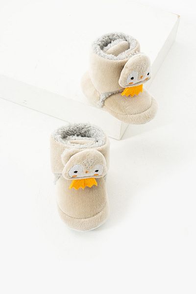 yummy kids Baby Velvet Velcro Comfortable Anti-Slip Sole Brown Booties