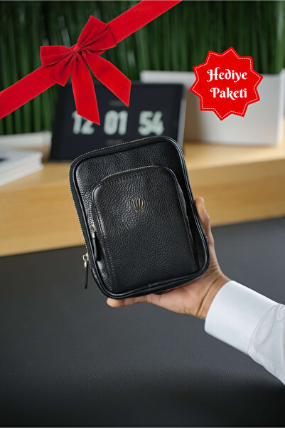 WATCHOFROYAL Чорна натуральна шкіра Flooter - Сумка для документів із застібк...