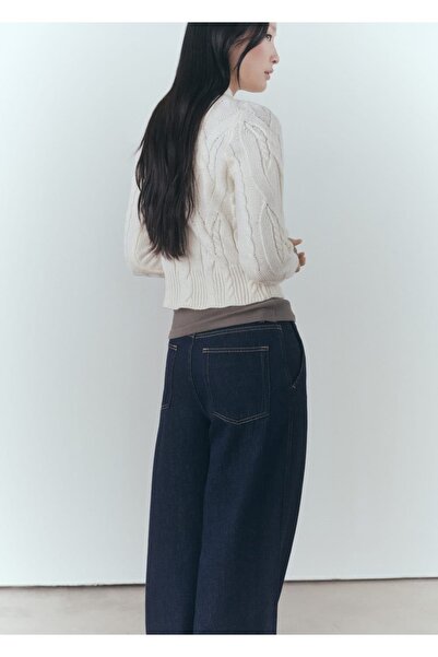 MANGO Woman Perkins yaka örgü desenli kazak