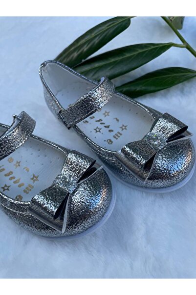 N NOXXO Baby Girl Metallic Sparkling Silver Princess Ballerina Shoes