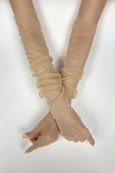 Hobigram 10 Pieces Skin Color Long Bridal Gloves Tulle Gloves Party Gloves Party Accessory – Party Gloves –