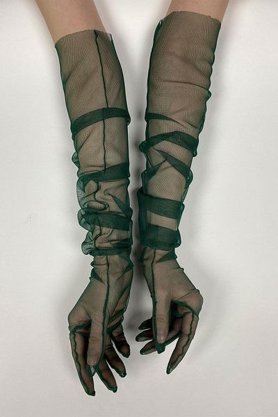 Hobigram Tulle Gloves Party Wedding Wedding Costume Gloves Emerald Green Color Stylish Gloves – Party Gloves – Par