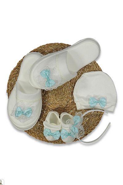 Cherub Baby Mother Baby 4 Piece Crown Bandana Shoes Maternity Set with Slippers