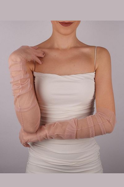 Hobigram Powder Long Stylish Tulle Gloves Wedding Wedding Party Costume Gloves – Party Gloves, Stylish Design – Party