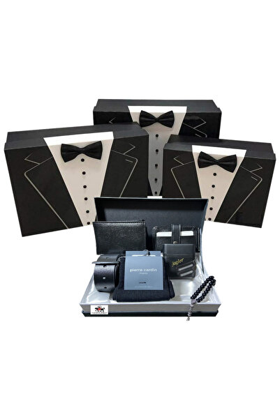 Pierre Cardin Erkek Damat Bohçası Seti I?çin 3'lü Kutu Ve Papyon Kutulu Cüzda...