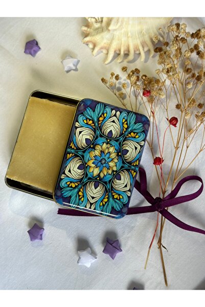 J&M jaco&Me Mavi çiçek  Desenli hediyelik metal kutu#sabun kutusu#anahtarlık ...