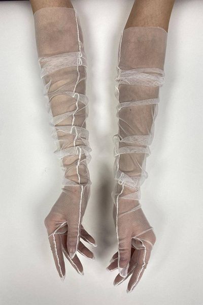 Hobigram 10Pcs Off White Long Bridal Gloves Tulle Gloves Party Gloves Party Accessory – Party Gloves