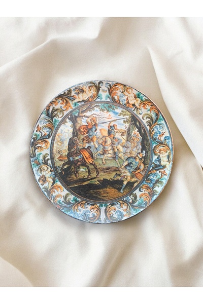 unique florya Duvar Tabağı Dekoratif Duvar Süsü Vintage 26cm El Yapımı Vintag...