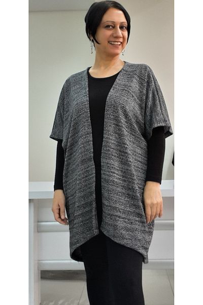 Mertcan Butik Gray Glitter Bat Sleeve Loose Knitwear Vest