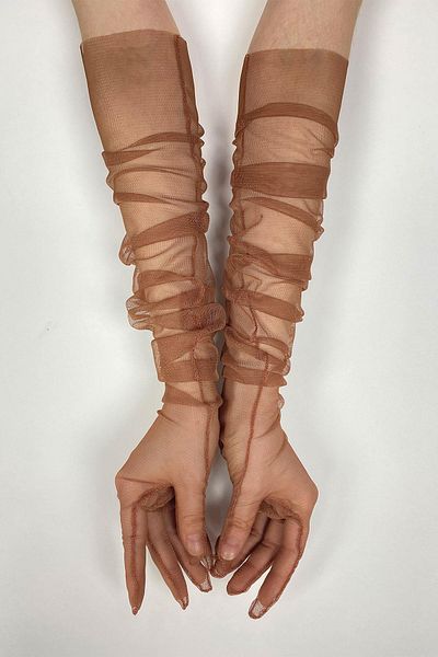 Hobigram Tulle Gloves Party Wedding Wedding Costume Gloves Copper Color Color Stylish Gloves – Party Gloves – Party