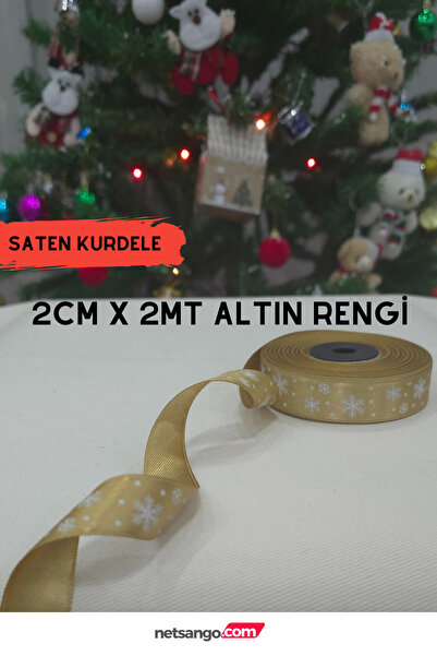 Netsan Etiket 2cm X 2Mt Christmas Patterned Satin Ribbon