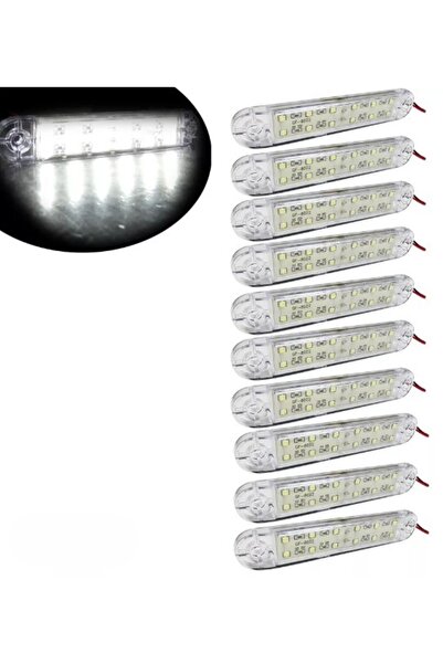 AHMET OTOMOTİV (10 Adet) Çift Sıra Parmak Led Beyaz Renk 12 Ledli 13cm 12v-24v