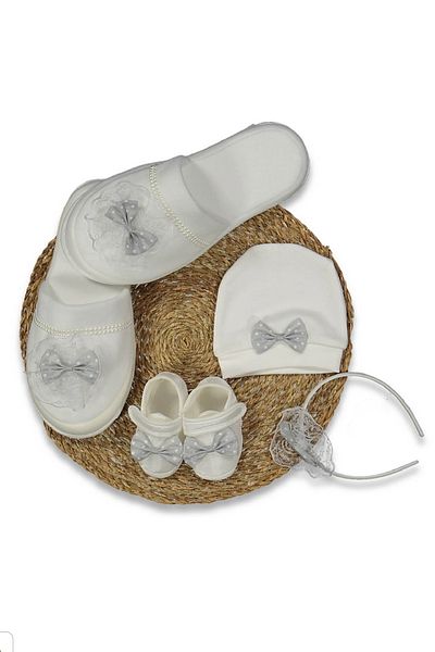 Cherub Baby Mother Baby 4 Piece Crown Bandana Shoes Maternity Set with Slippers