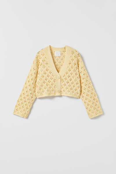 Zeyder Kids Cardigan galben ajurat pentru fete