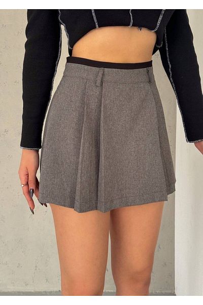 Senem Karadağ Women's Pleated Skirt Look Shorts Skirt