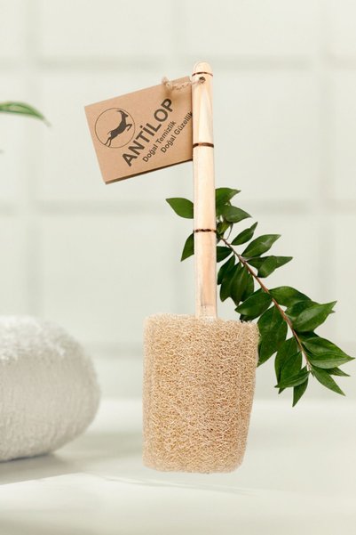 Antilop Anti-Ingrown and Anti-Cellulite Pumpkin Washcloth Pack with Wooden Handle for Back, Snap-On Washcloth for Legs