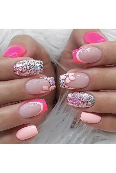 Accessories Vanilla Avenue Pembe Parlak Işıltılı Çiçek Detaylı Kendinden Yapı...