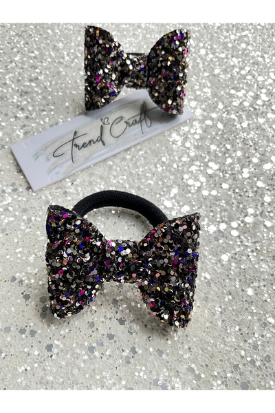 Trend Toka Glitter Payet 2’Lİ Fiyonk Lastikli Toka