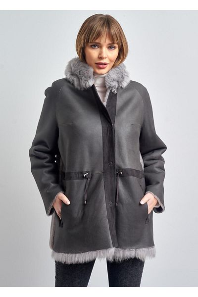Pierre Cardin سترة فرو جلدية نسائية