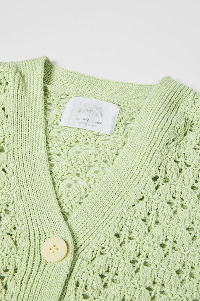 Zeyder Kids Cardigan ajurat verde pentru fete