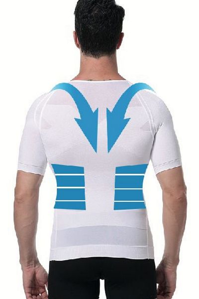 Lidyacottone Men's Waist Chest Upright Posture Gynecomastia Recovery Extra Belly Firming Short Sleeve Corset Singlet