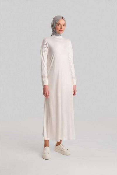 Armine Ecru Long Sleeve Lingerie Dress - Ortd9042