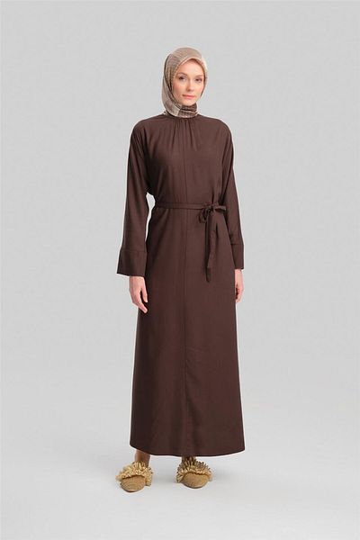 Armine Rochie din viscoză întreagă cu mâneci 24Y9821 Bitter Brown