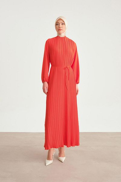 Armine Coral Pleated Dress - 24Yd9435