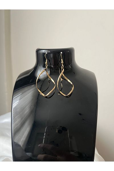 FASHİON JEWELRY Gold twisted earrings