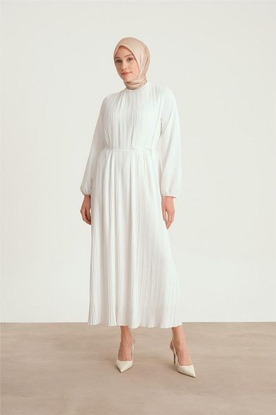 Armine Ecru Pleated Dress - 24Yd9435