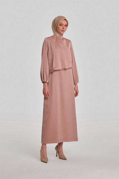 Armine Βραδινό φόρεμα Latte Shoulder Pleated - 24y9819